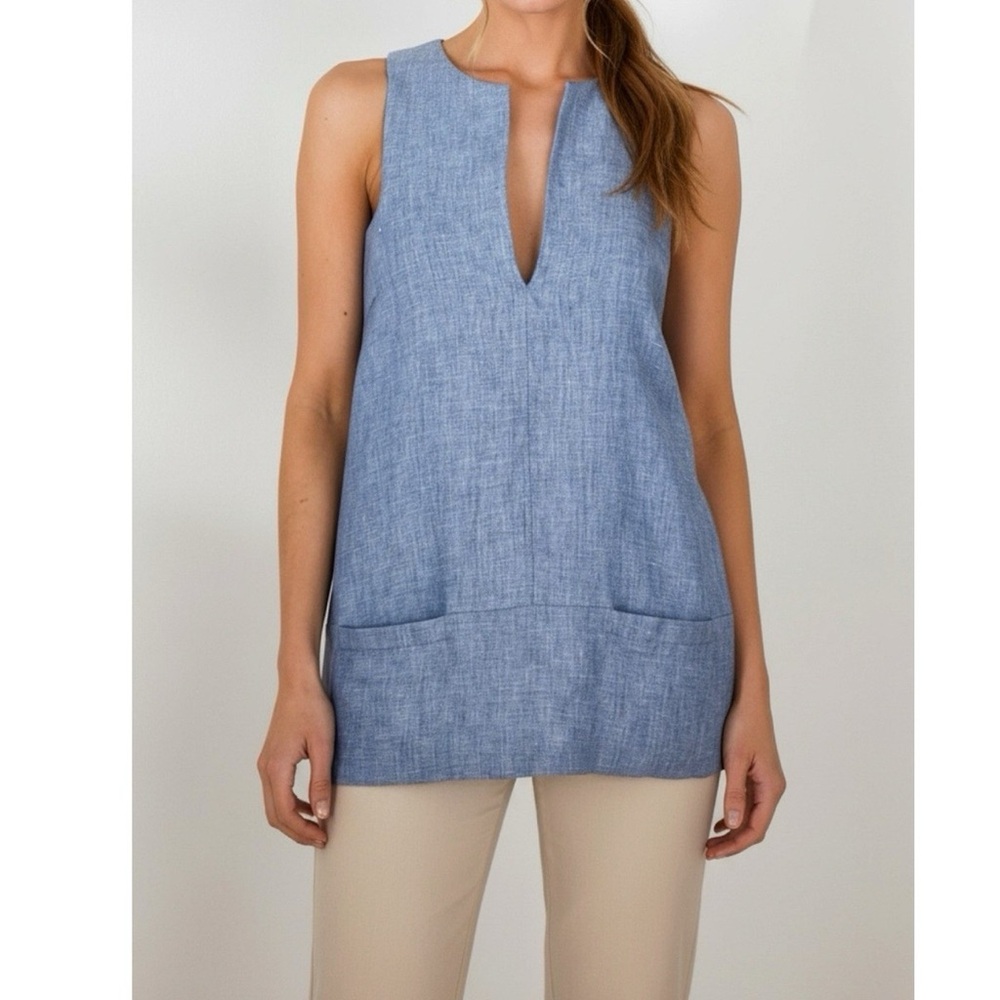 EMERSON FRY A-Line Mod Top, Chambray Linen, XS - Picture 2 of 13